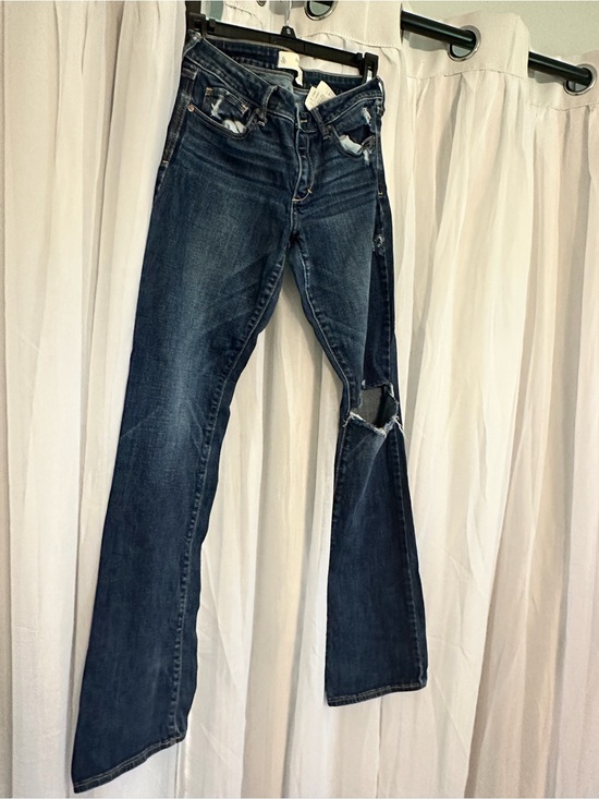 Abercrombie & Fitch Denim - Abercrombie & Fitch Dark Blue Flare Jeans with Knee Distress